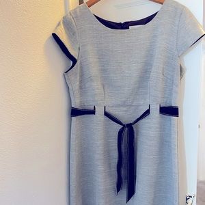 Sz 16 Grey dress black ribbon belt with white stitching